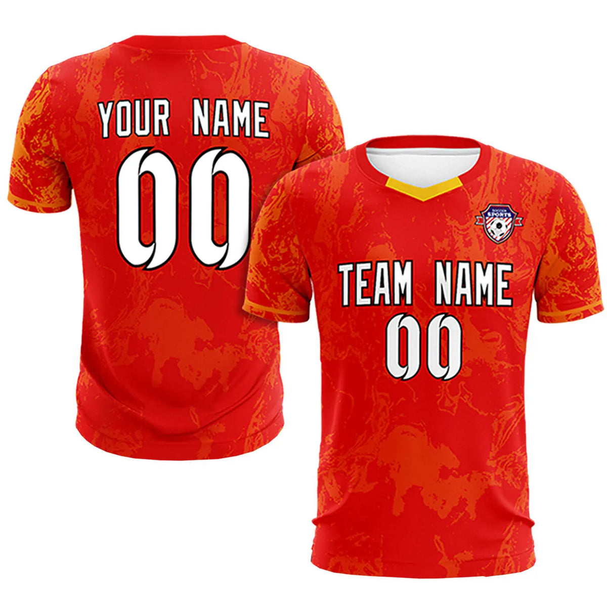 Custom Red Yellow Training Uniform Soccer Sets Jersey