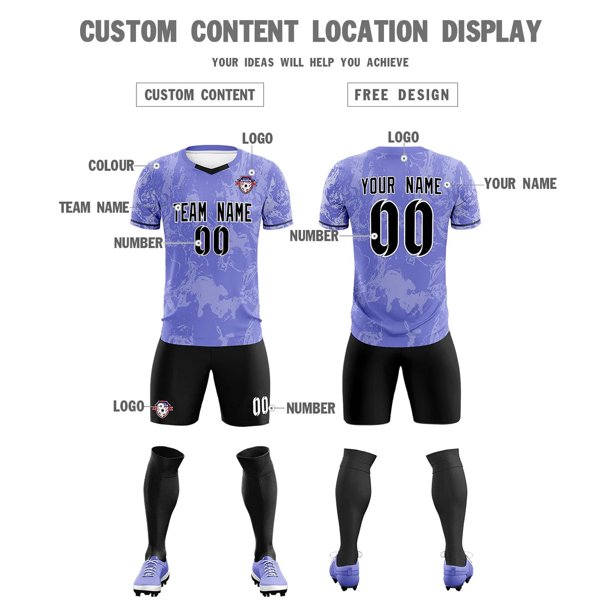 Custom Purple White Training Uniform Soccer Sets Jersey