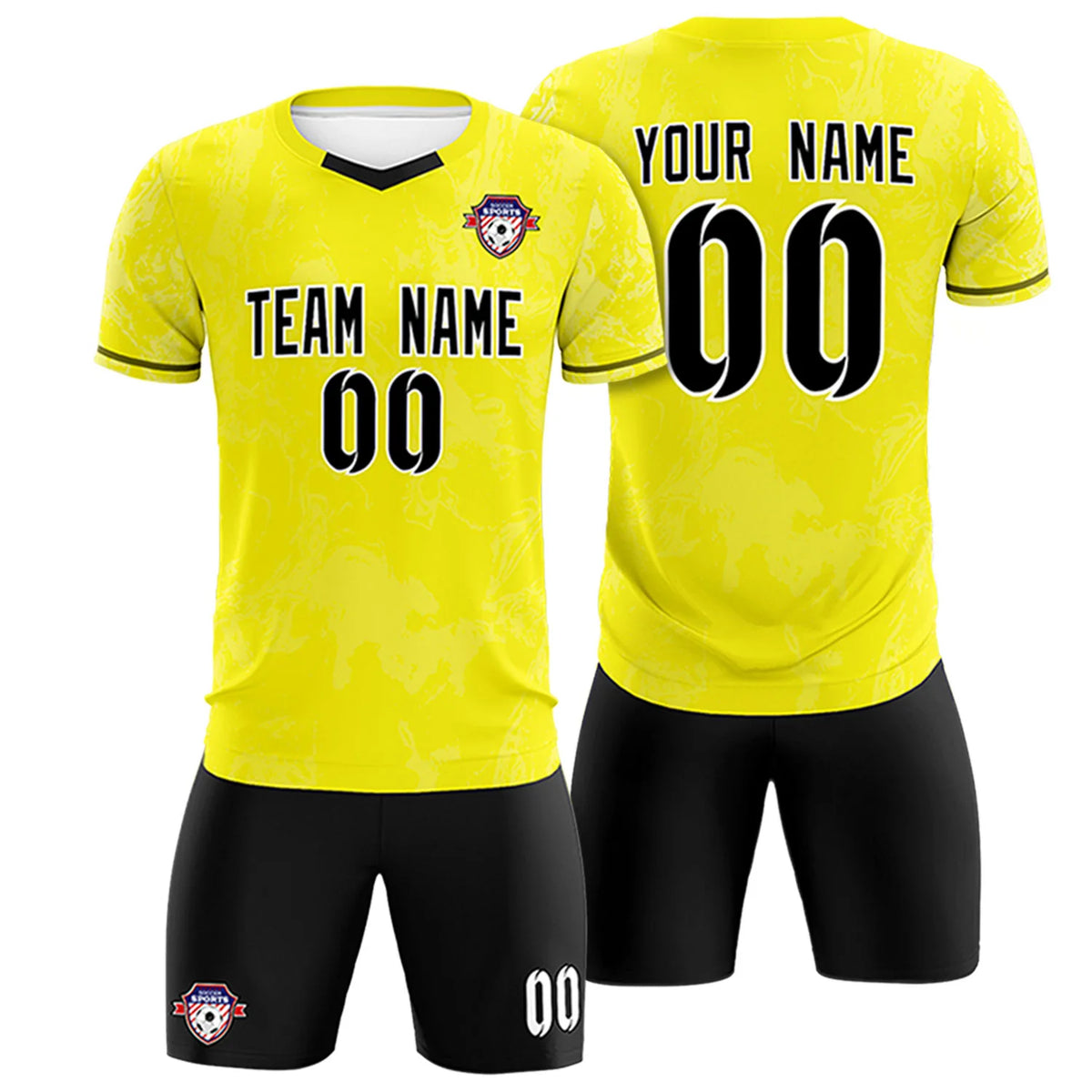 Custom Yellow White Training Uniform Soccer Sets Jersey