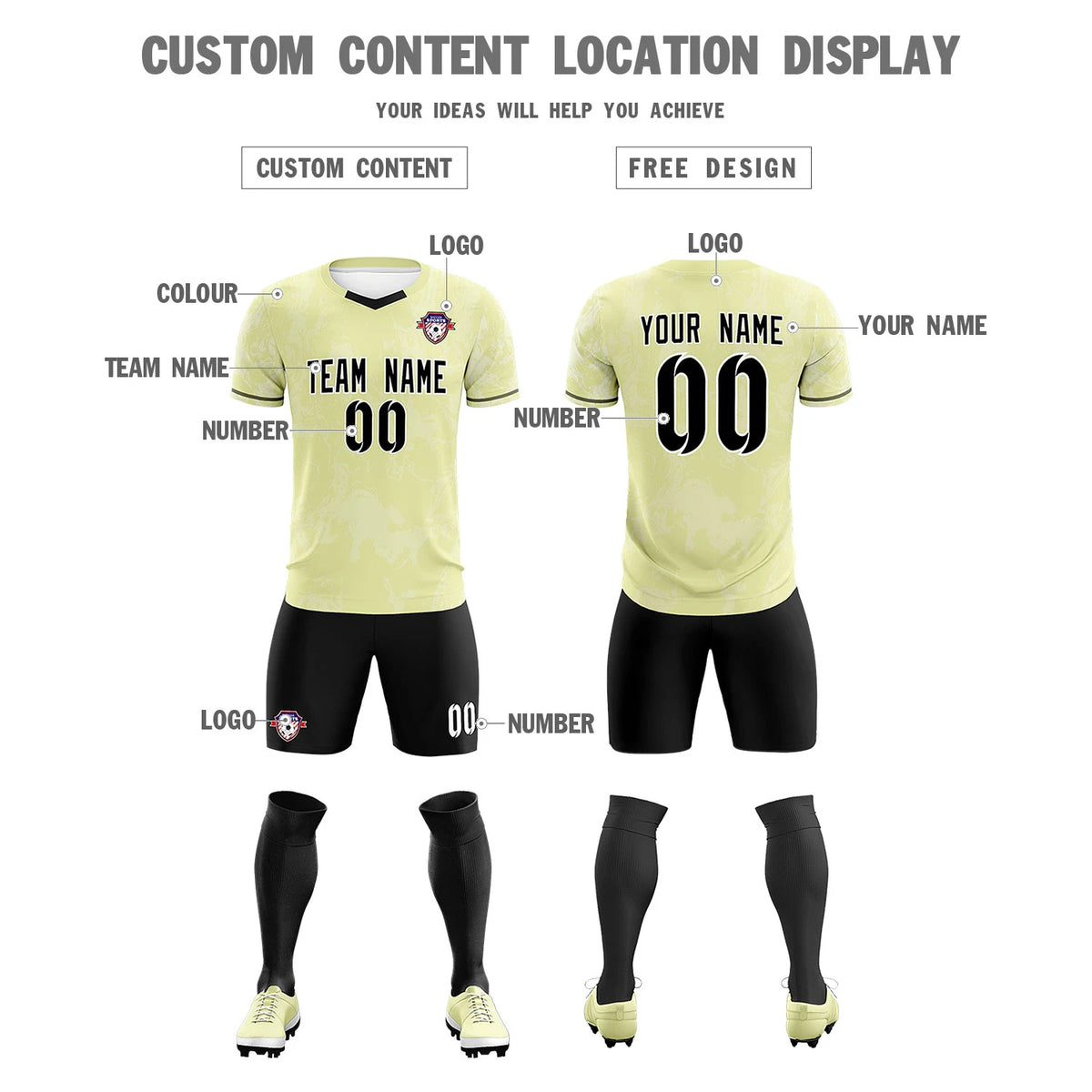 Custom Cream White Training Uniform Soccer Sets Jersey