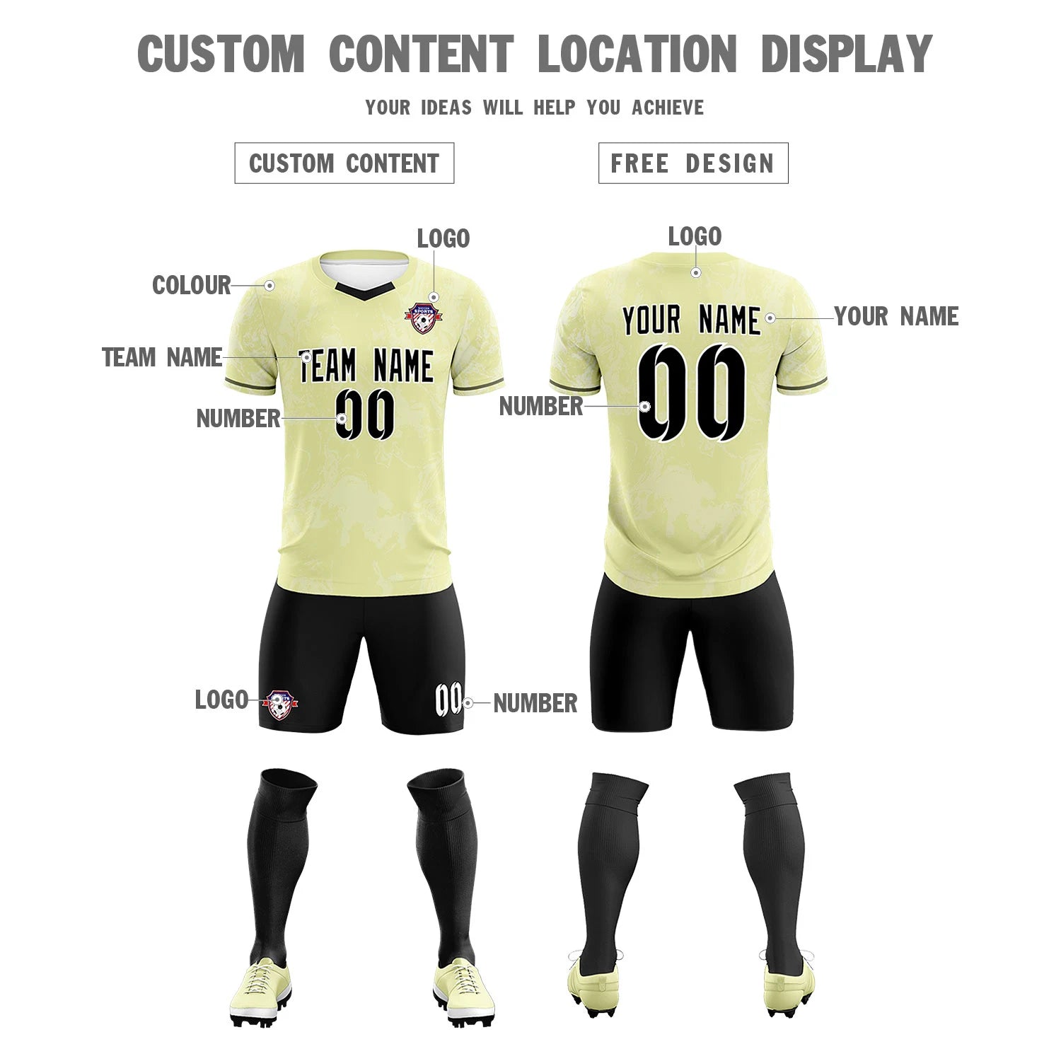 Custom Cream White Training Uniform Soccer Sets Jersey