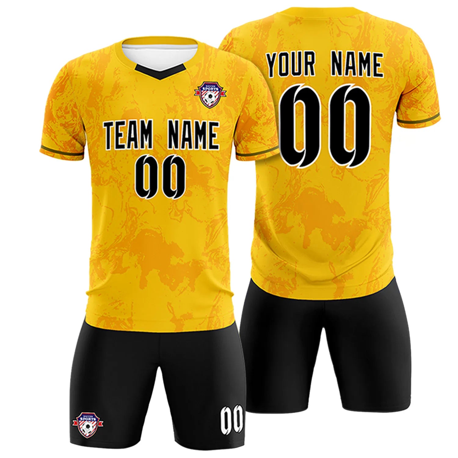 Custom Yellow Orange Training Uniform Soccer Sets Jersey