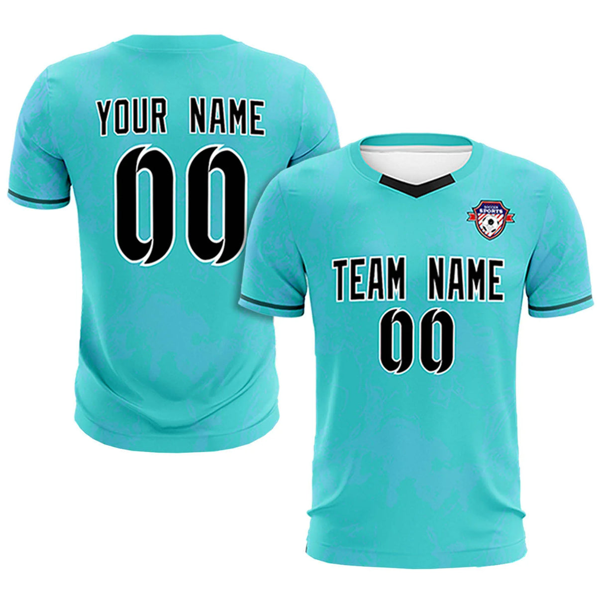 Custom Sky Blue Light Blue Orange Training Uniform Soccer Sets Jersey