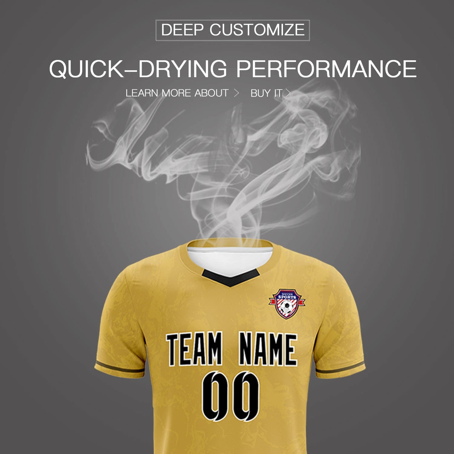 Custom Old Gold Khaki Training Uniform Soccer Sets Jersey