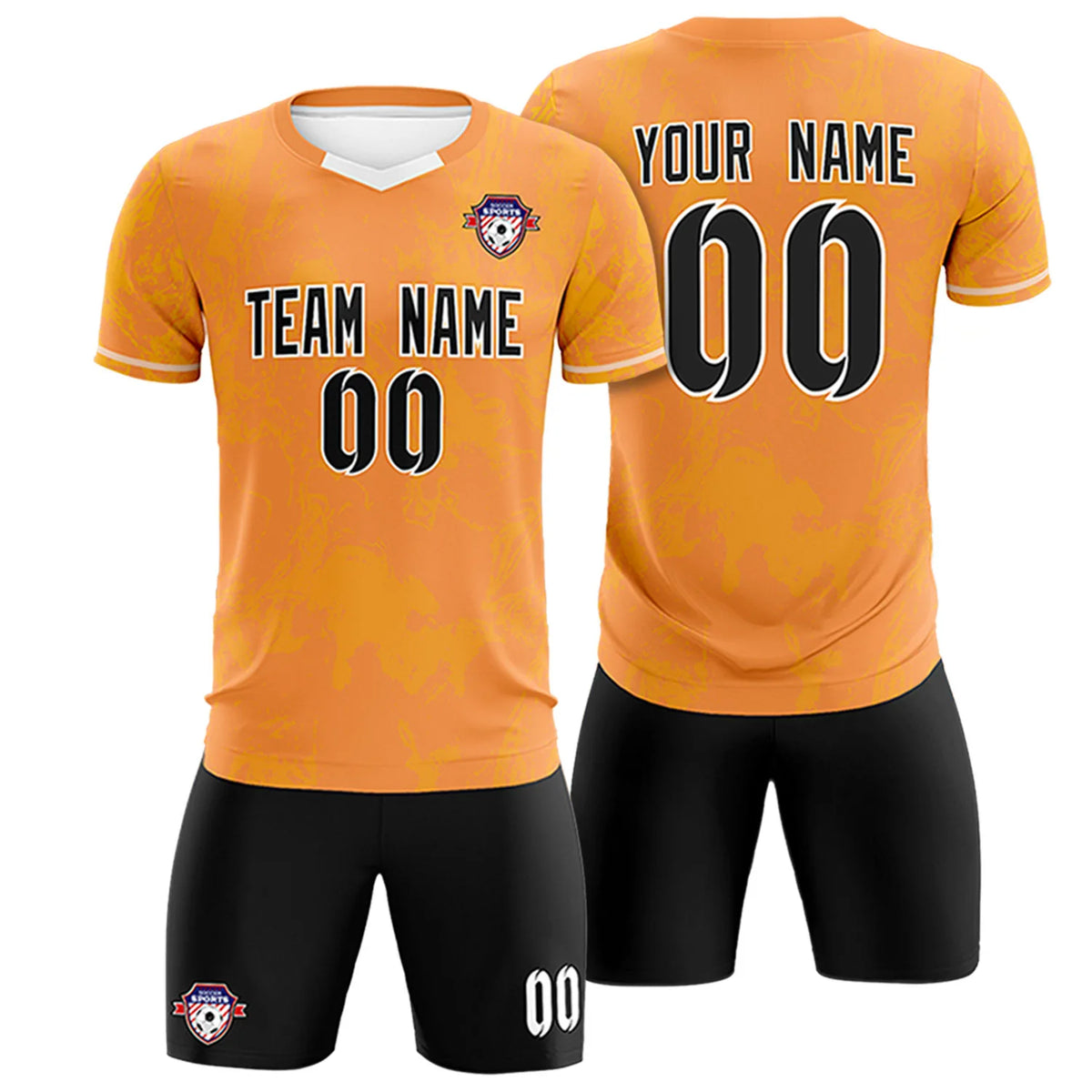 Custom Orange Yellow Training Uniform Soccer Sets Jersey
