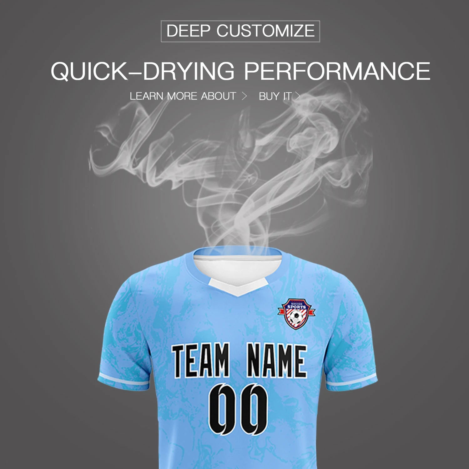 Custom Light Blue Powder Blue Training Uniform Soccer Sets Jersey