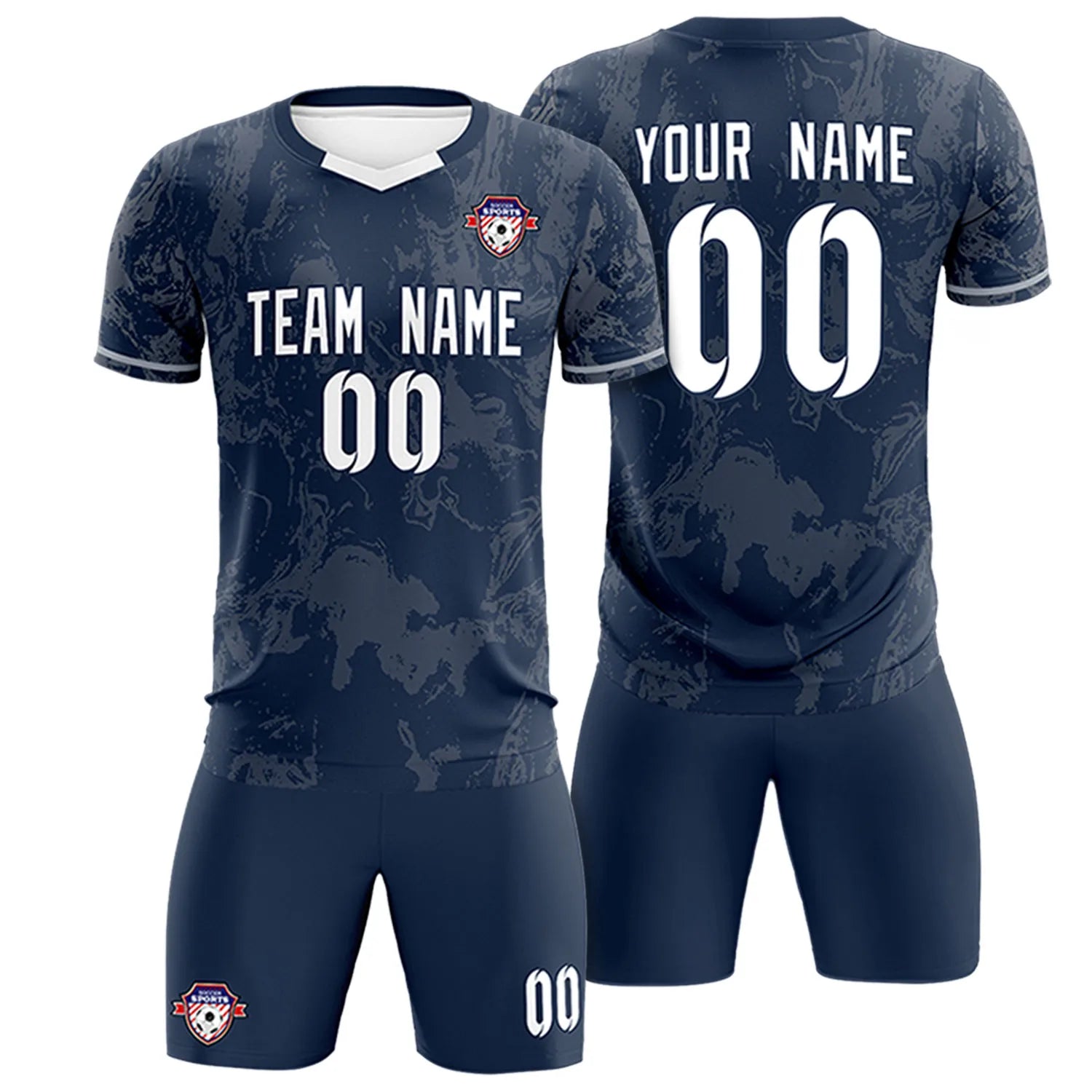Custom Navy Gray Training Uniform Soccer Sets Jersey