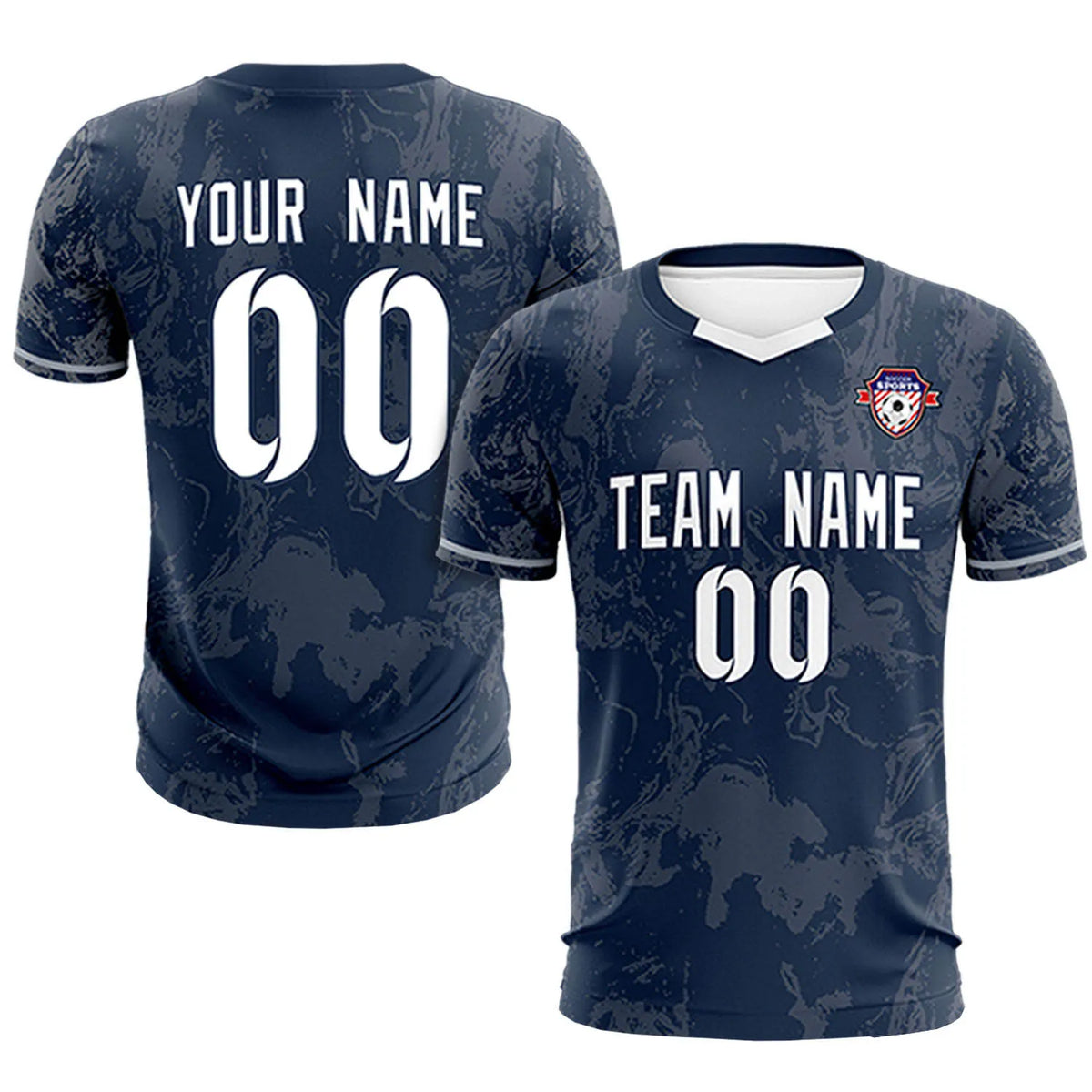 Custom Navy Gray Training Uniform Soccer Sets Jersey
