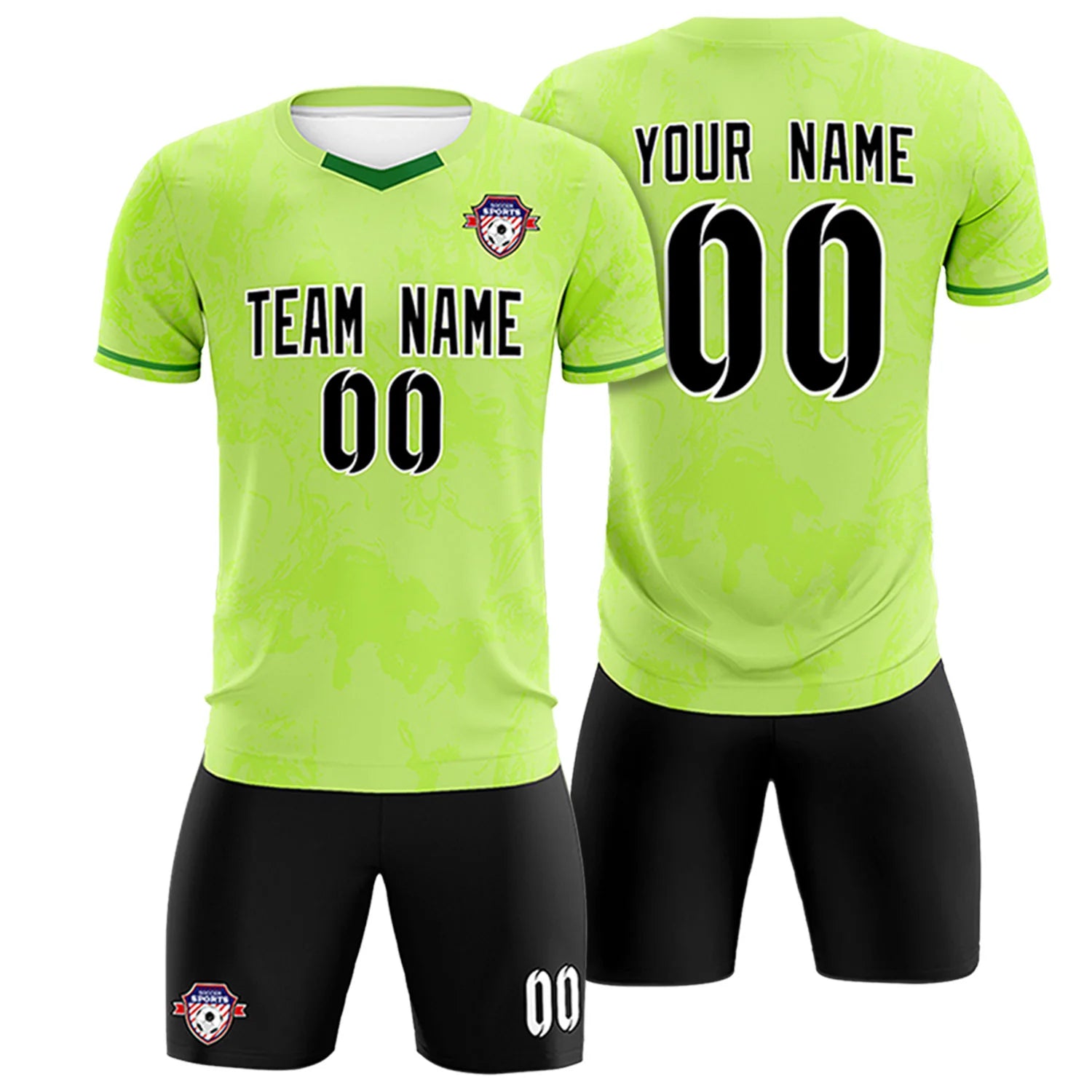 Custom Bright Green Neon Green Training Uniform Soccer Sets Jersey