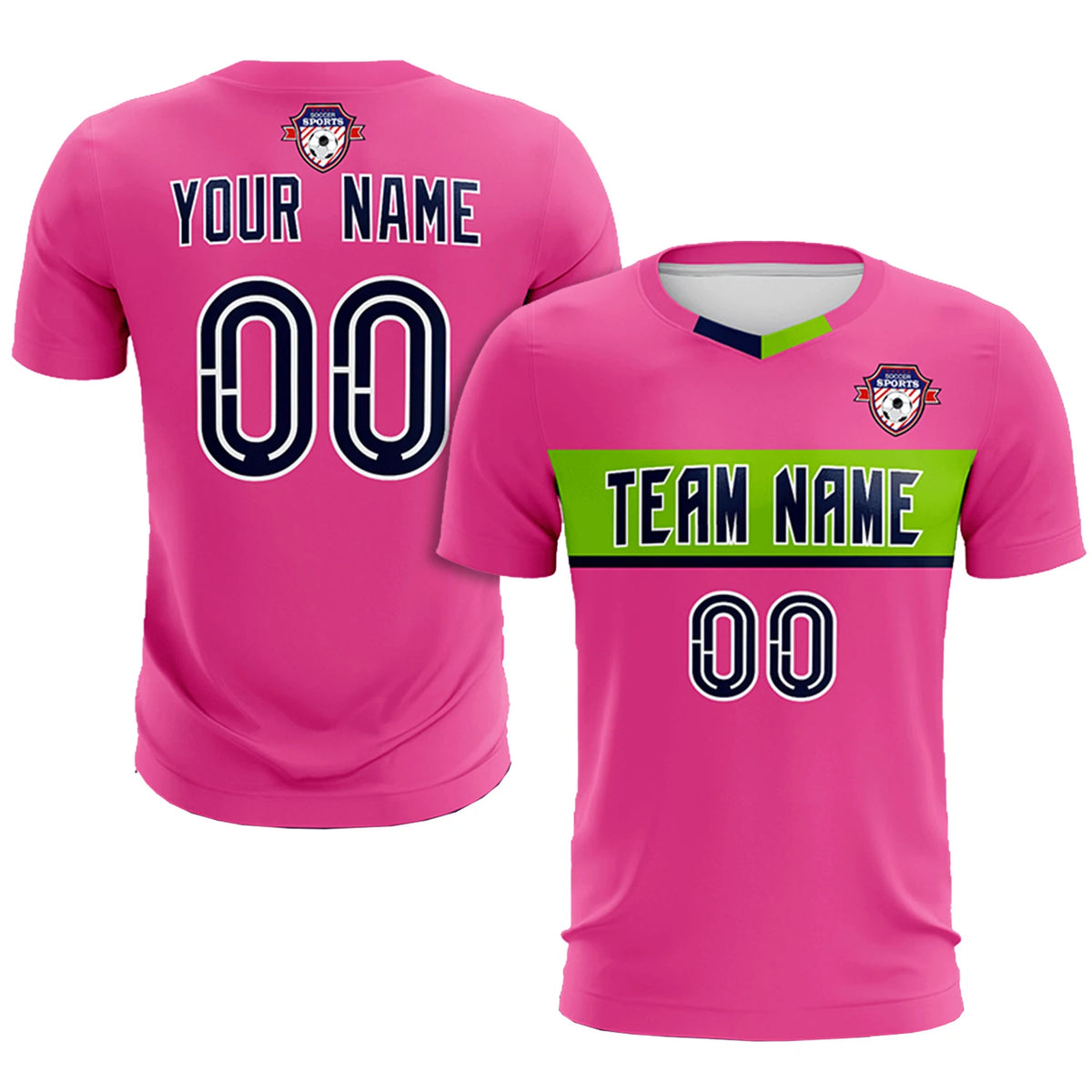 Custom Pink Navy Casual Printing Sportswear Soccer Sets Jersey