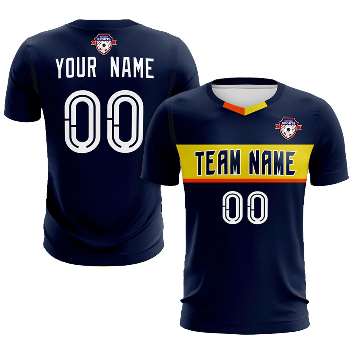 Custom Navy Gold01 Casual Printing Sportswear Soccer Sets Jersey