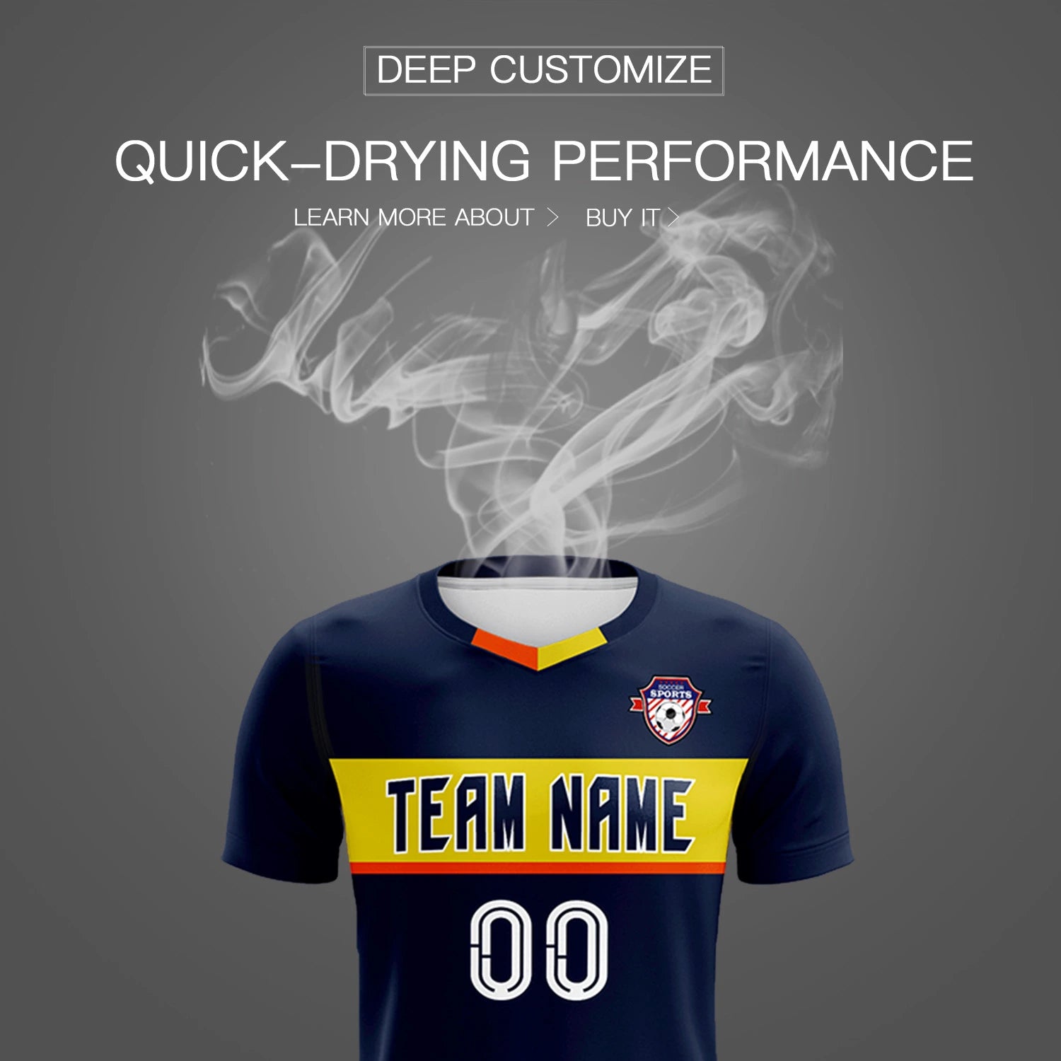 Custom Navy Gold01 Casual Printing Sportswear Soccer Sets Jersey