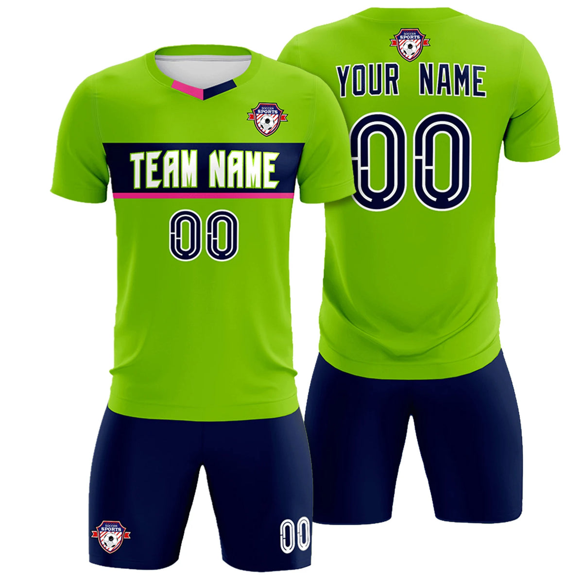 Custom Neon Green Pink Casual Printing Sportswear Soccer Sets Jersey