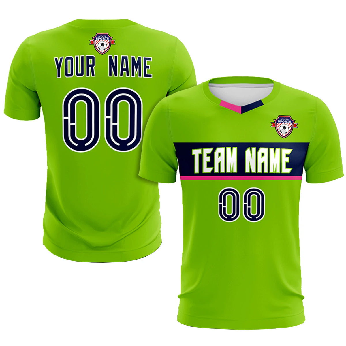 Custom Neon Green Pink Casual Printing Sportswear Soccer Sets Jersey