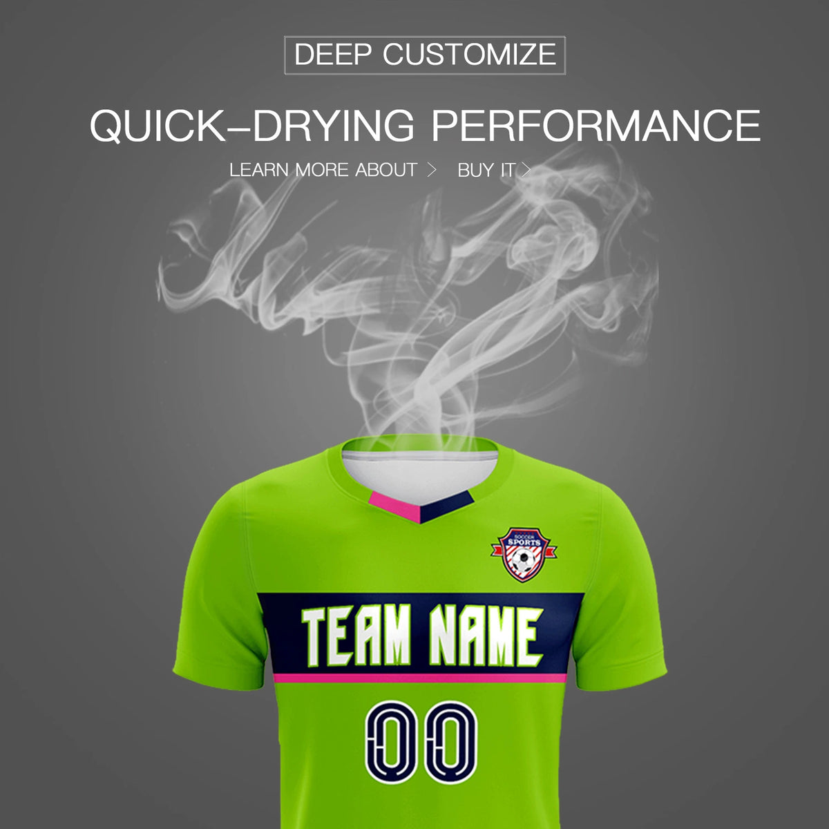Custom Neon Green Pink Casual Printing Sportswear Soccer Sets Jersey