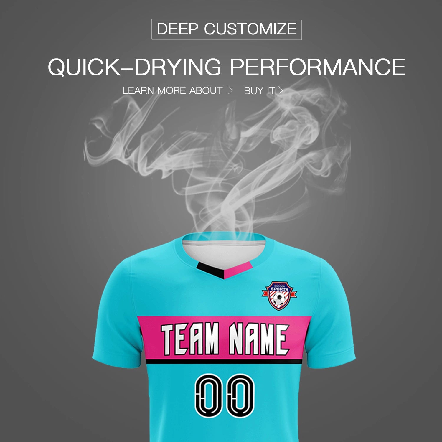 Custom Sky Blue Pink Casual Printing Sportswear Soccer Sets Jersey