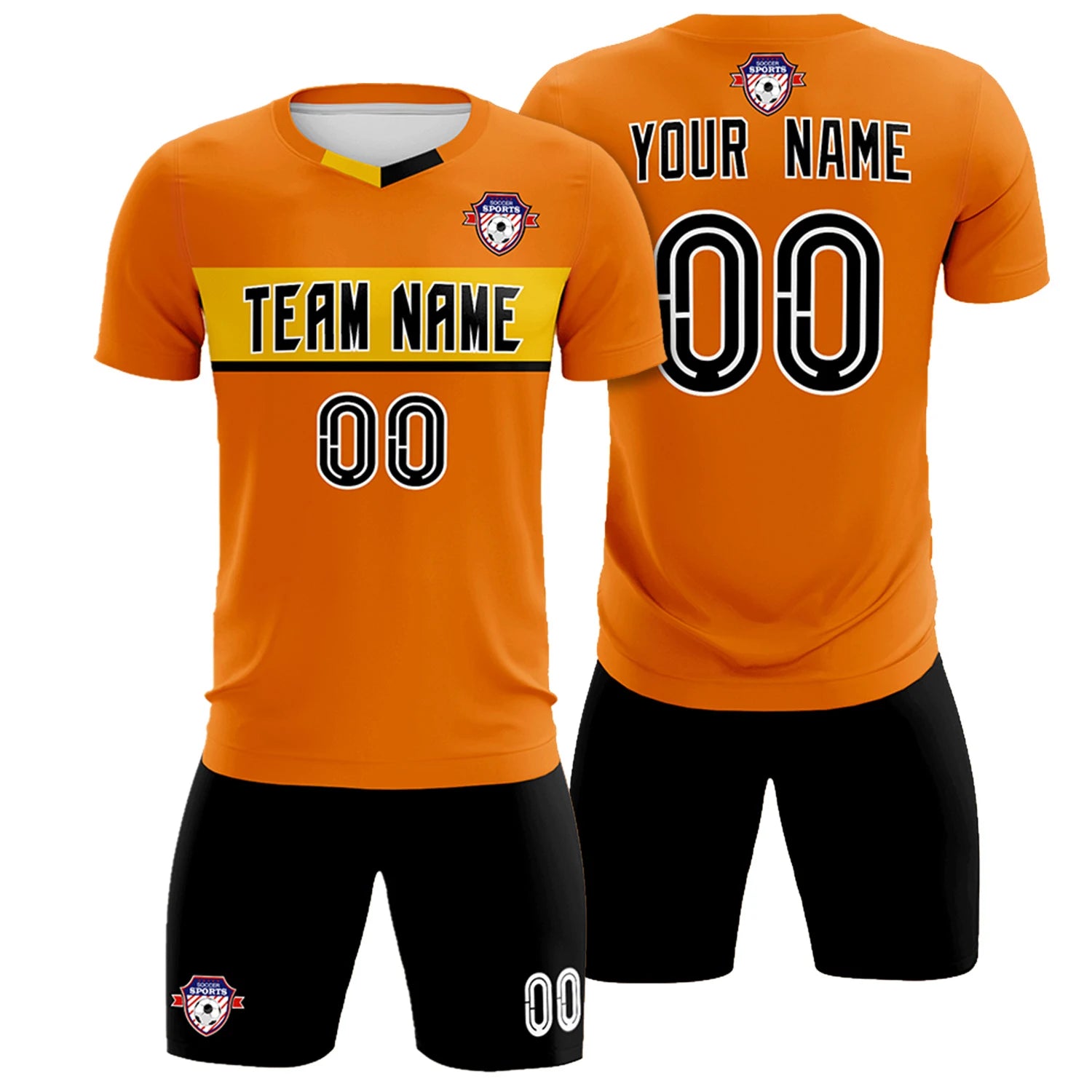 Custom Orange Gold01 Casual Printing Sportswear Soccer Sets Jersey