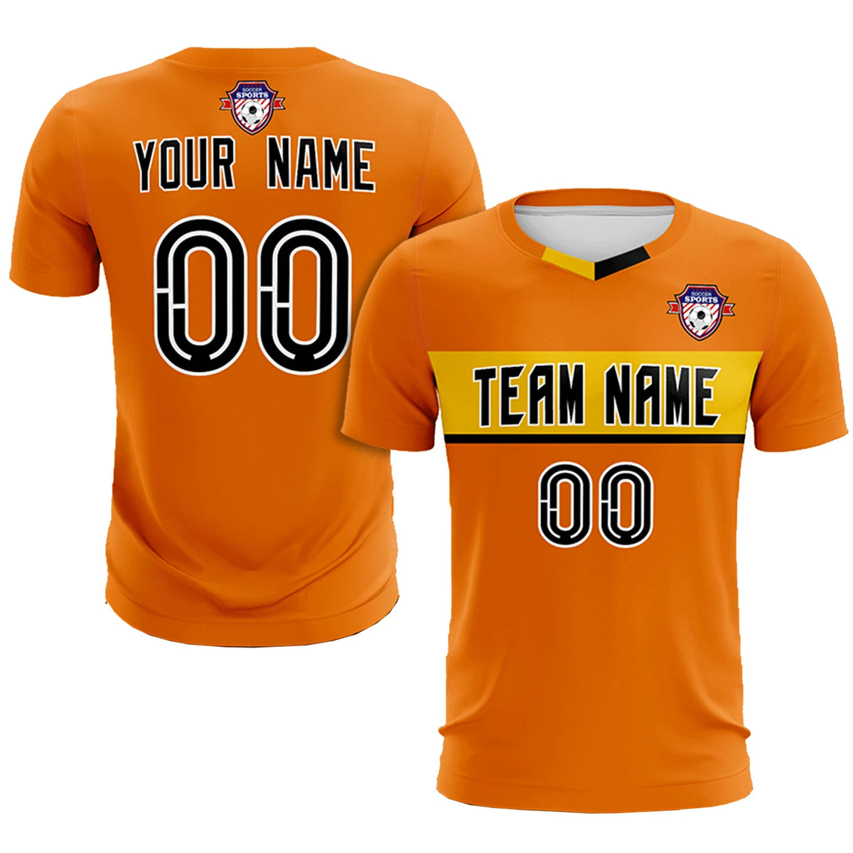Custom Orange Gold01 Casual Printing Sportswear Soccer Sets Jersey