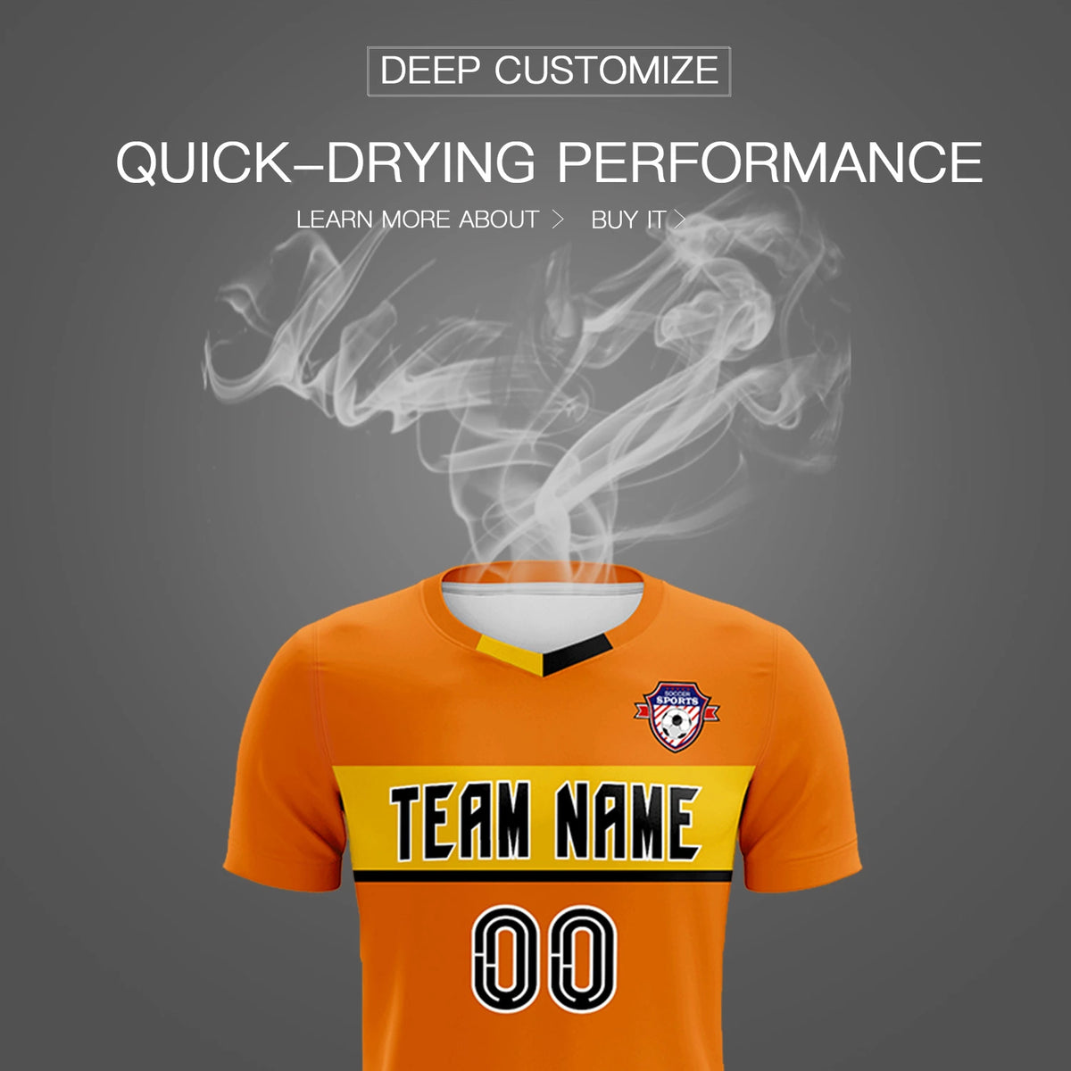 Custom Orange Gold01 Casual Printing Sportswear Soccer Sets Jersey