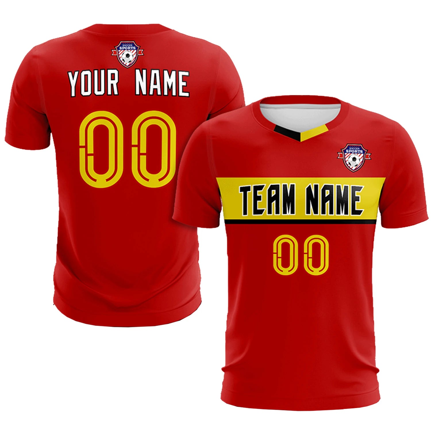 Custom Red Gold01 Casual Printing Sportswear Soccer Sets Jersey