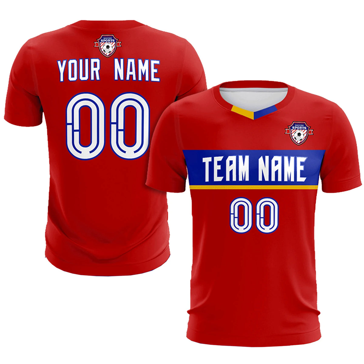 Custom Red Royal Blue Casual Printing Sportswear Soccer Sets Jersey