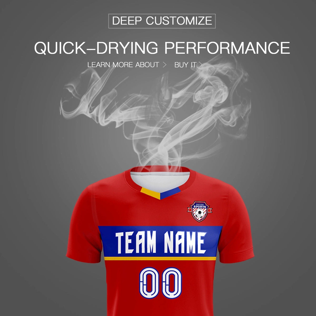 Custom Red Royal Blue Casual Printing Sportswear Soccer Sets Jersey