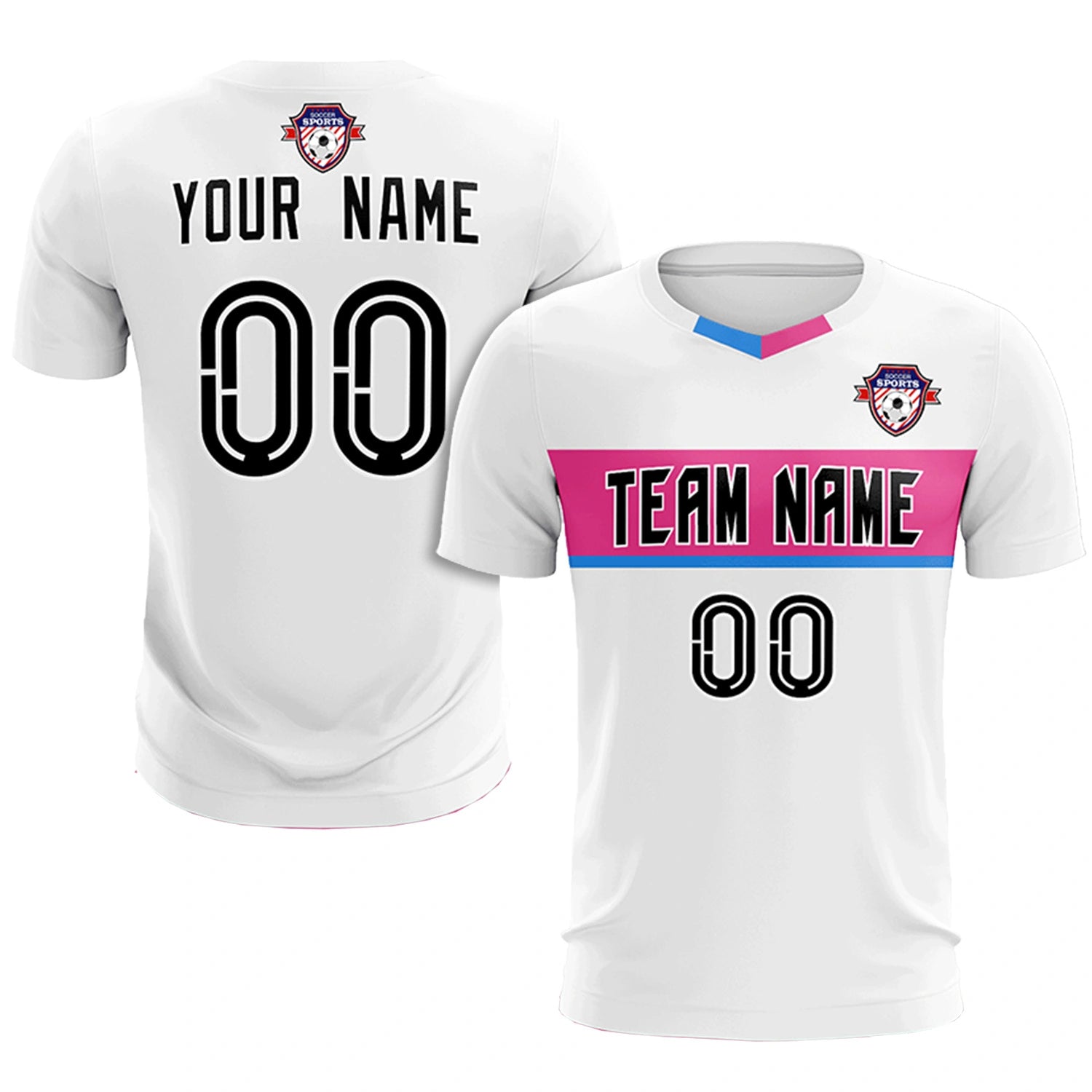 Custom White Pink Casual Printing Sportswear Soccer Sets Jersey