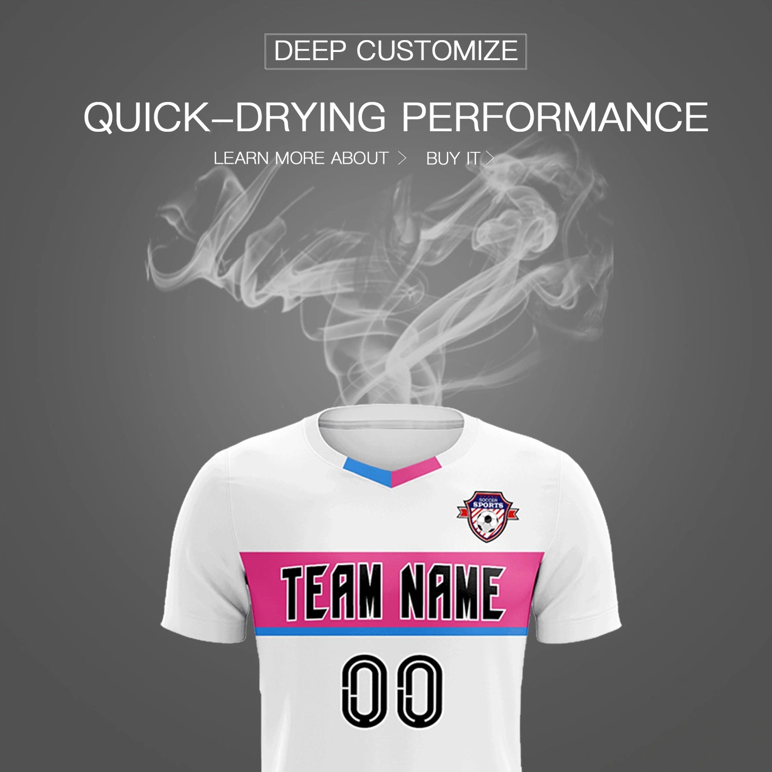 Custom White Pink Casual Printing Sportswear Soccer Sets Jersey