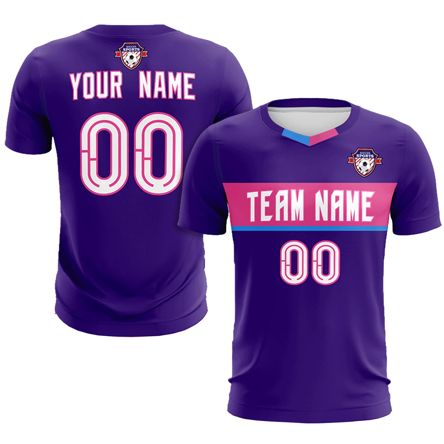 Custom Purple Pink Casual Printing Sportswear Soccer Sets Jersey