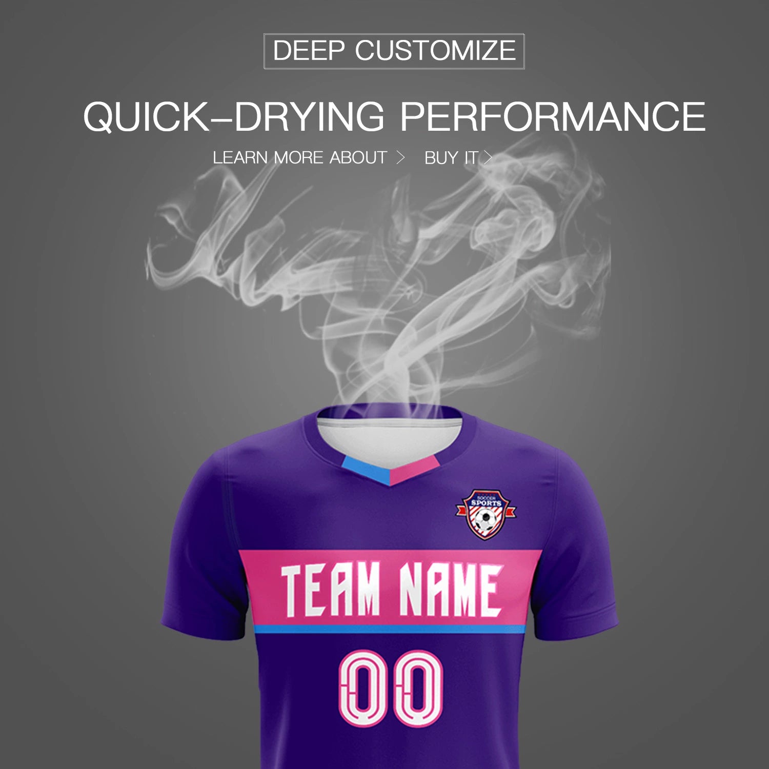 Custom Purple Pink Casual Printing Sportswear Soccer Sets Jersey