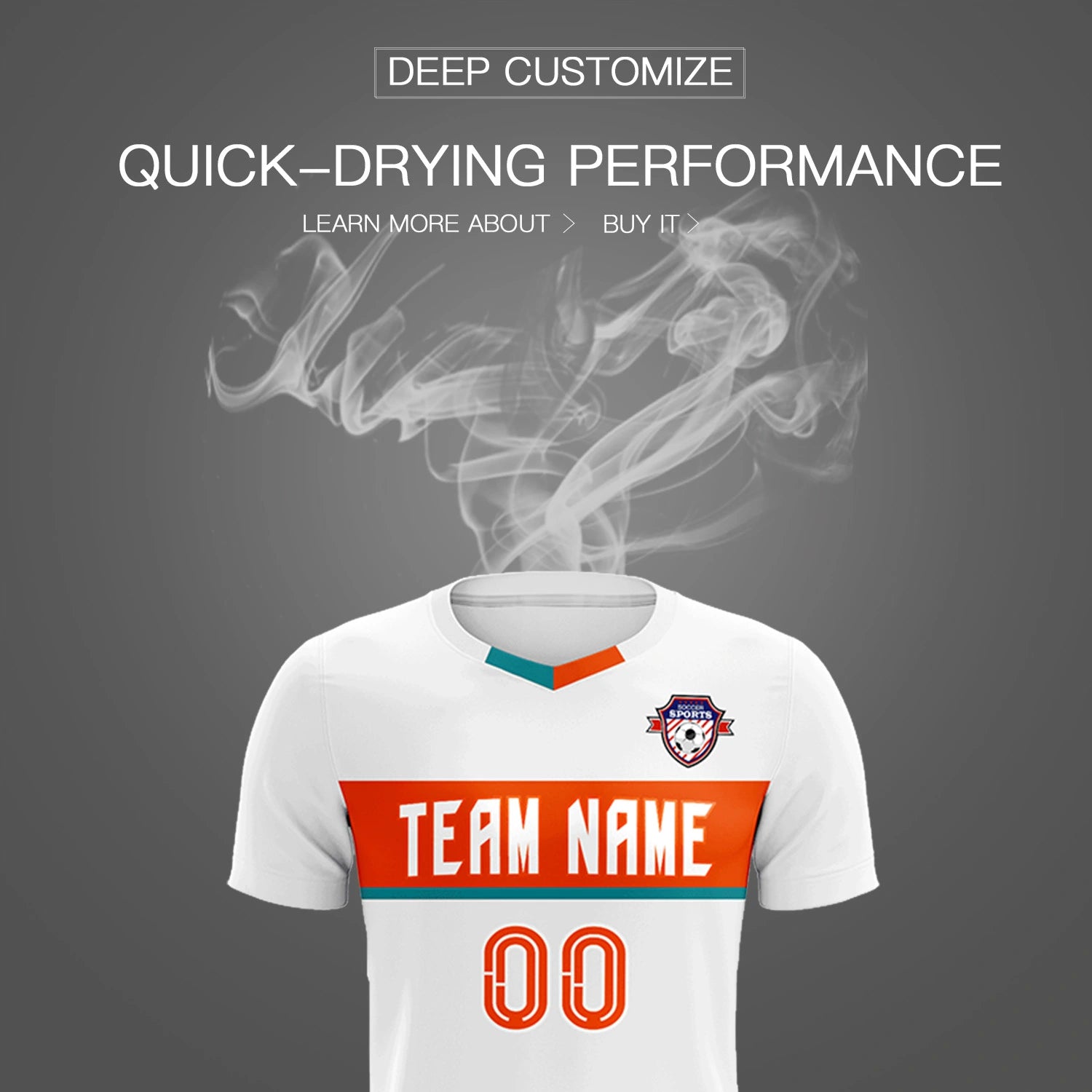 Custom White Orange Casual Printing Sportswear Soccer Sets Jersey