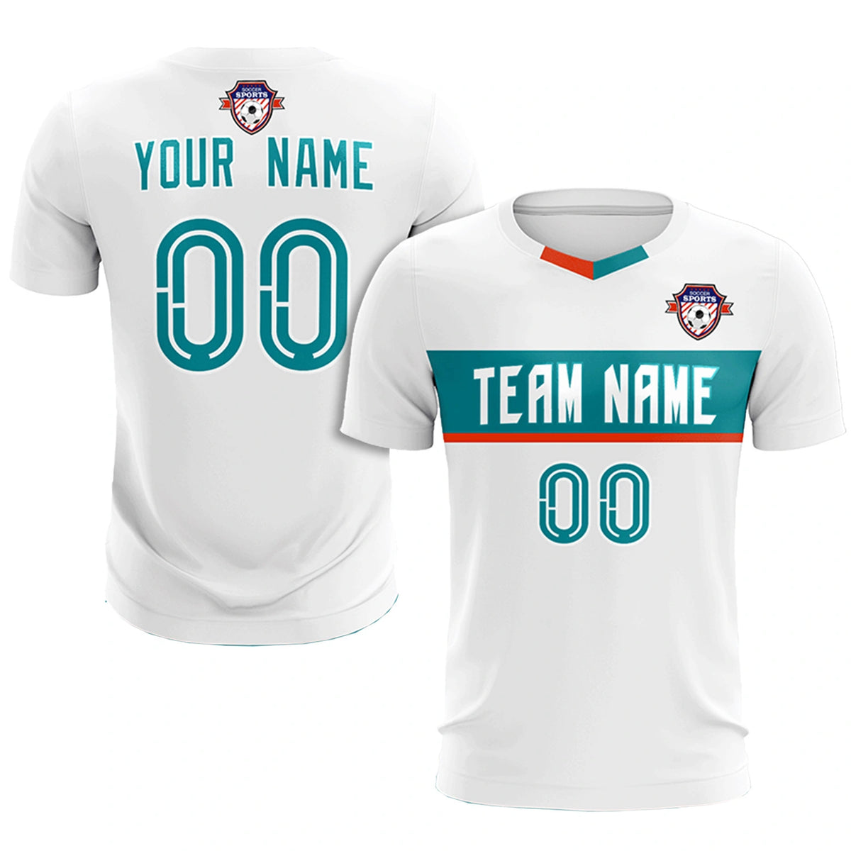 Custom White Aqua Casual Printing Sportswear Soccer Sets Jersey