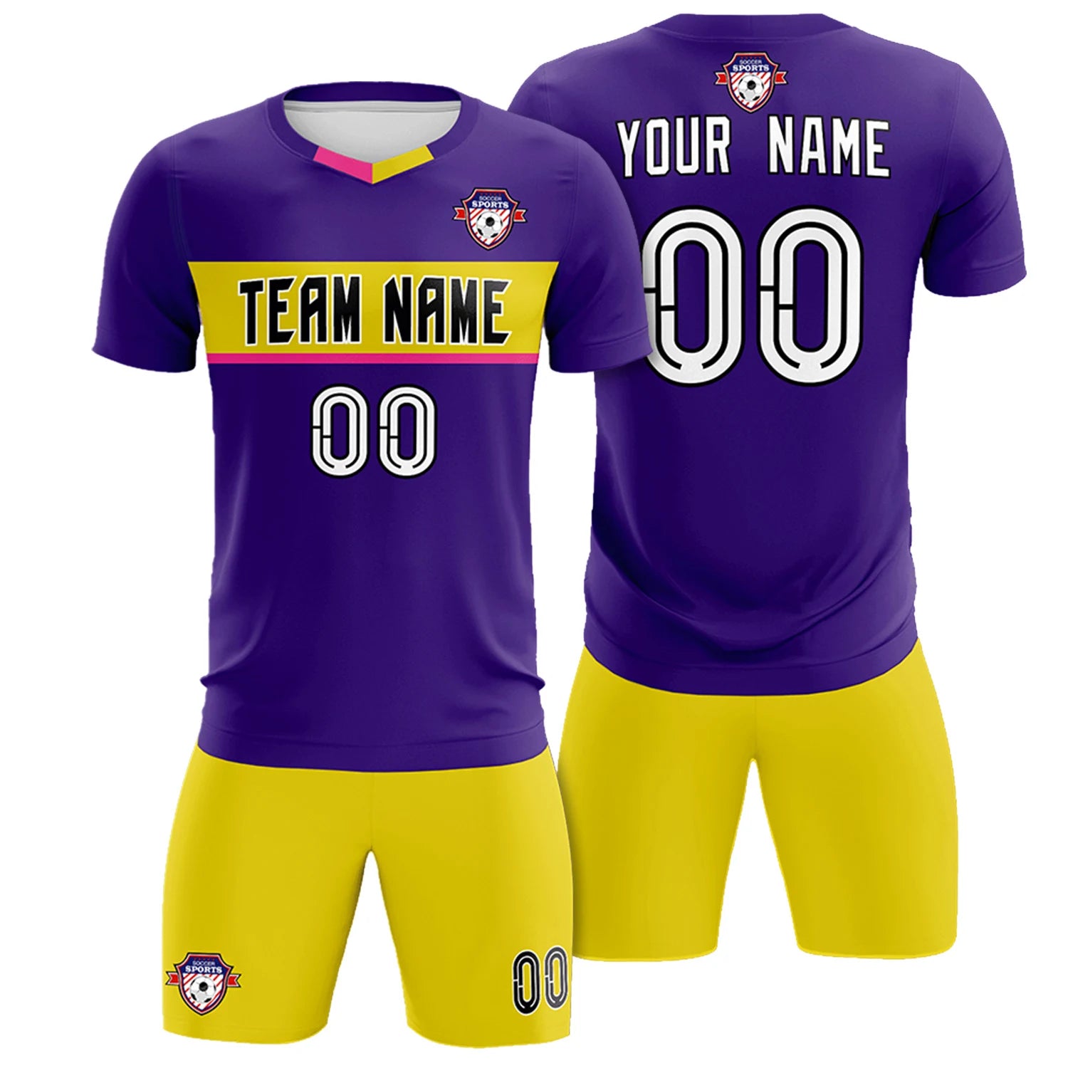 Custom Purple Gold01 Casual Printing Sportswear Soccer Sets Jersey