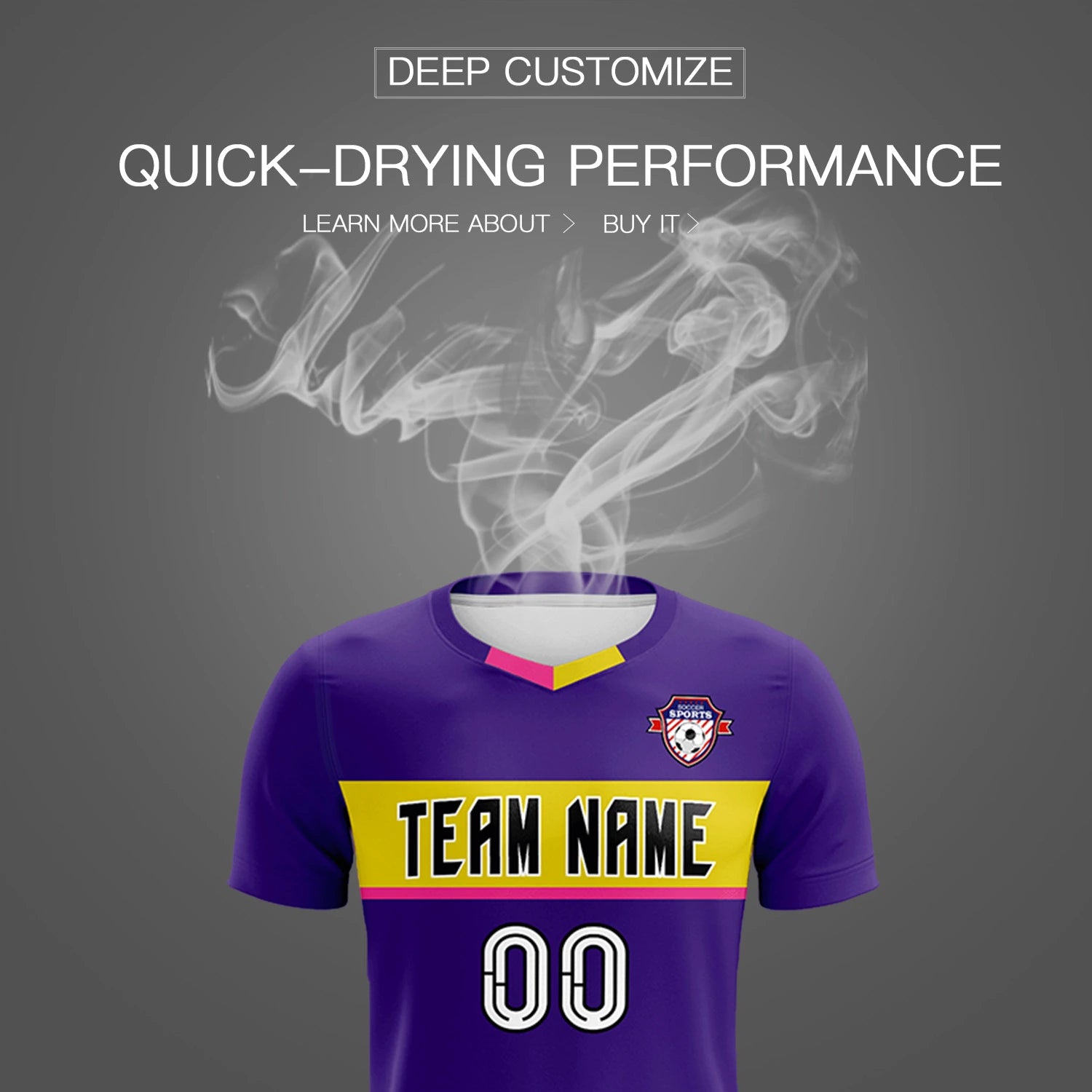 Custom Purple Gold01 Casual Printing Sportswear Soccer Sets Jersey