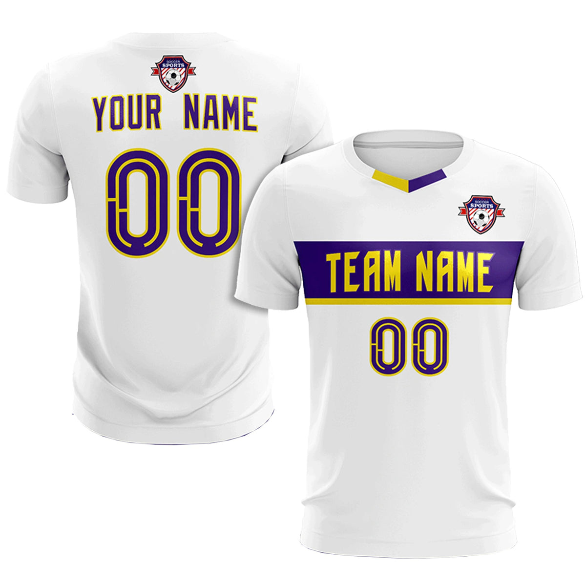 Custom White Purple Casual Printing Sportswear Soccer Sets Jersey
