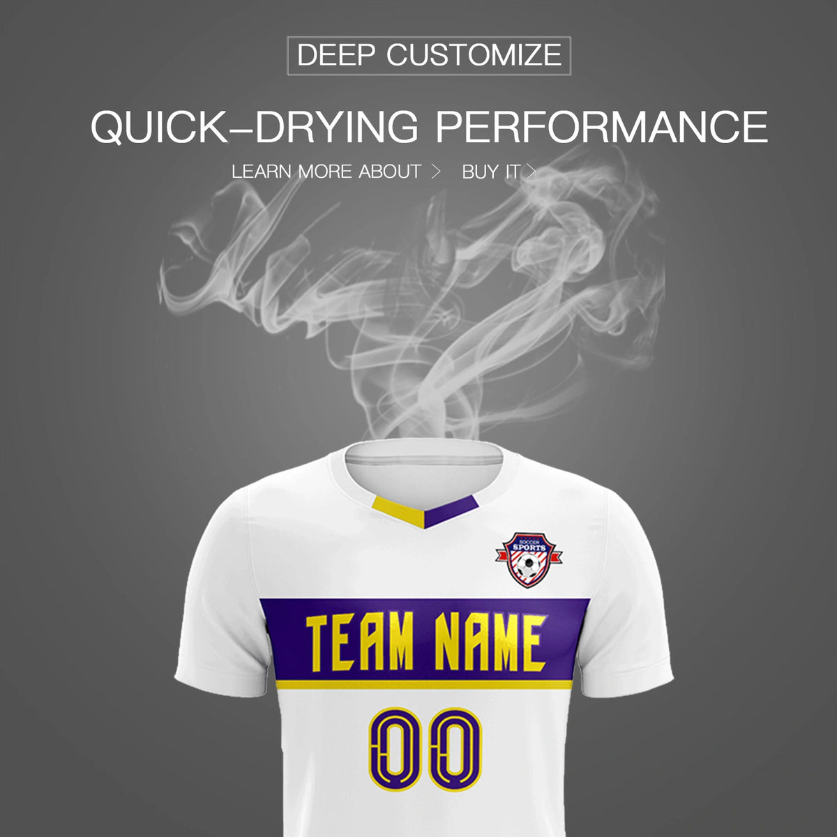 Custom White Purple Casual Printing Sportswear Soccer Sets Jersey