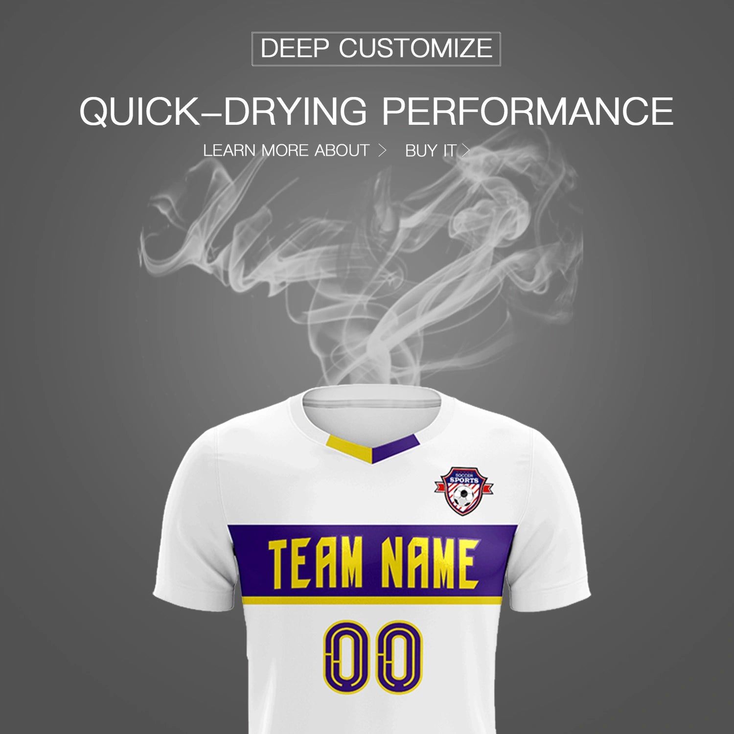 Custom White Purple Casual Printing Sportswear Soccer Sets Jersey