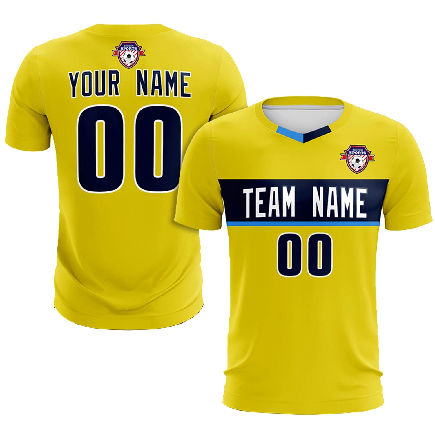 Custom Gold01 Navy Casual Printing Sportswear Soccer Sets Jersey