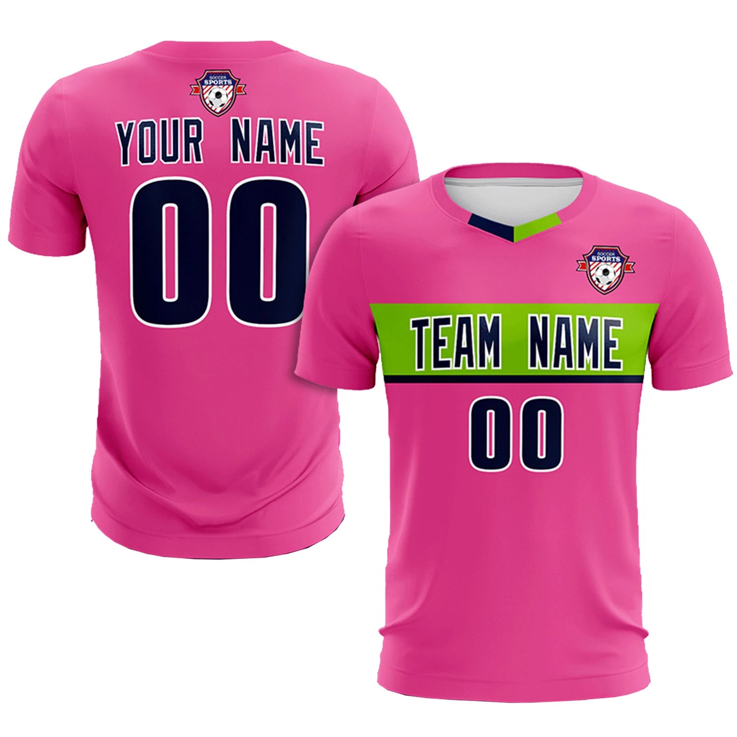 Custom Pink Navy Casual Printing Sportswear Soccer Sets Jersey
