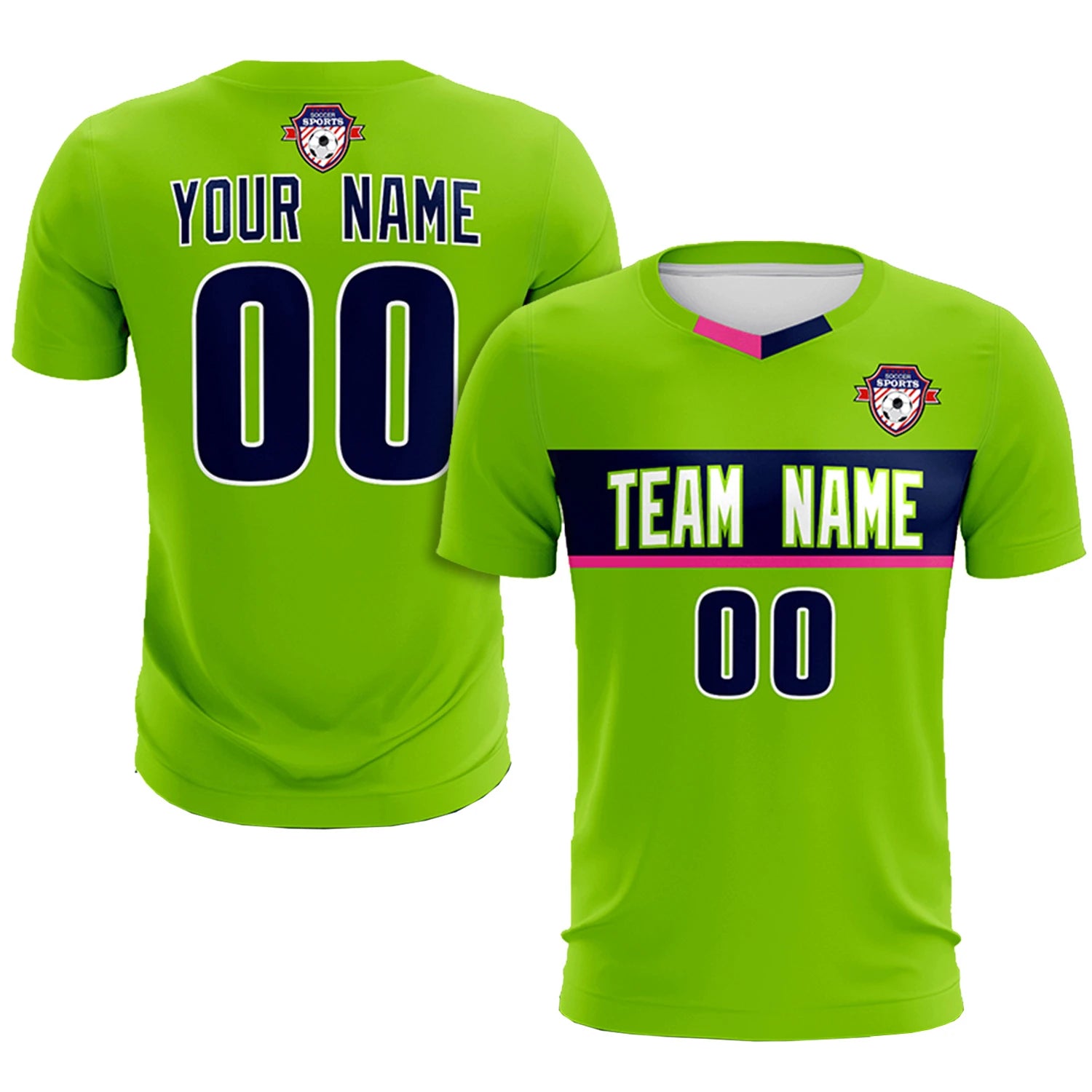 Custom Neon Green Pink Casual Printing Sportswear Soccer Sets Jersey