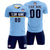 Custom Light Blue Gold01 Casual Printing Sportswear Soccer Sets Jersey