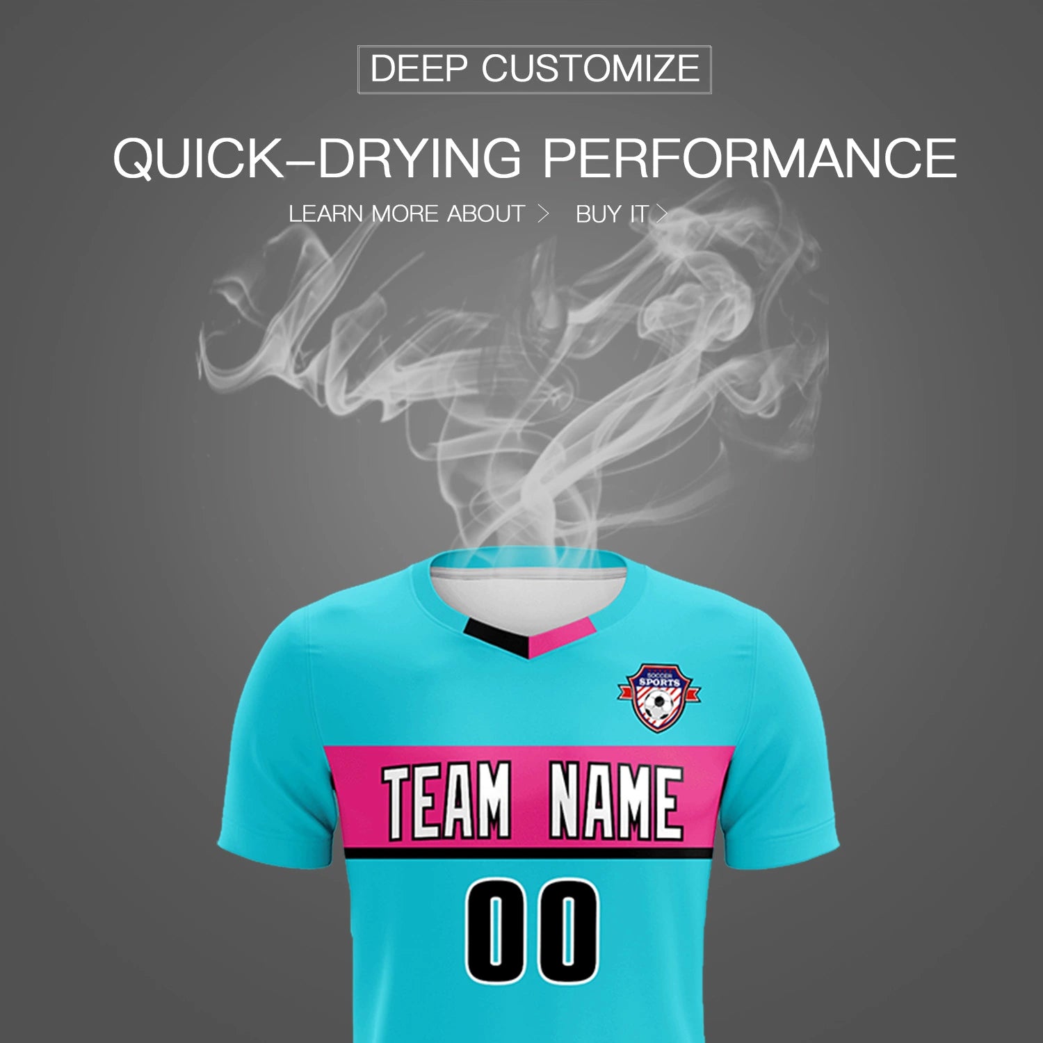 Custom Sky Blue Pink Casual Printing Sportswear Soccer Sets Jersey