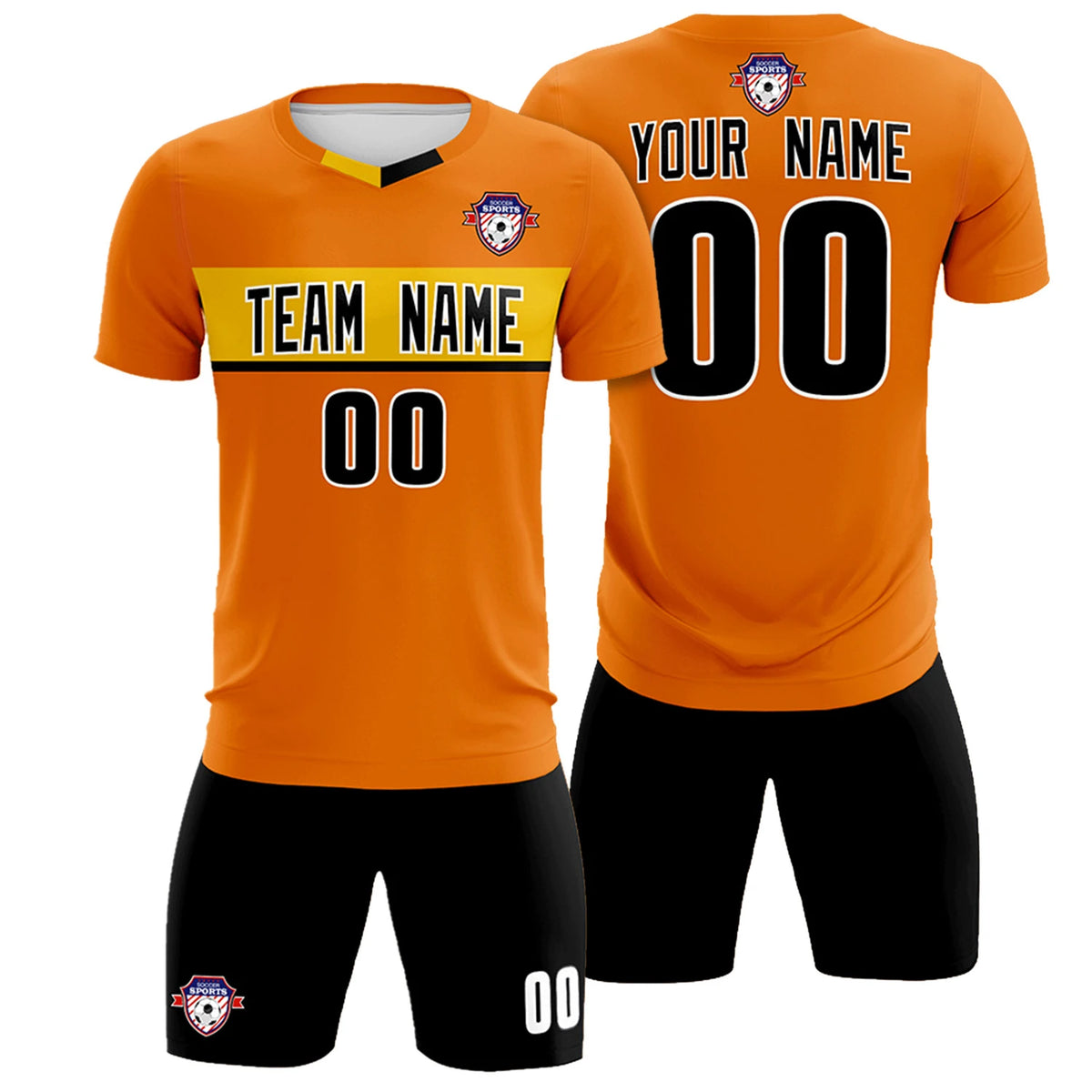 Custom Orange Gold01 Casual Printing Sportswear Soccer Sets Jersey