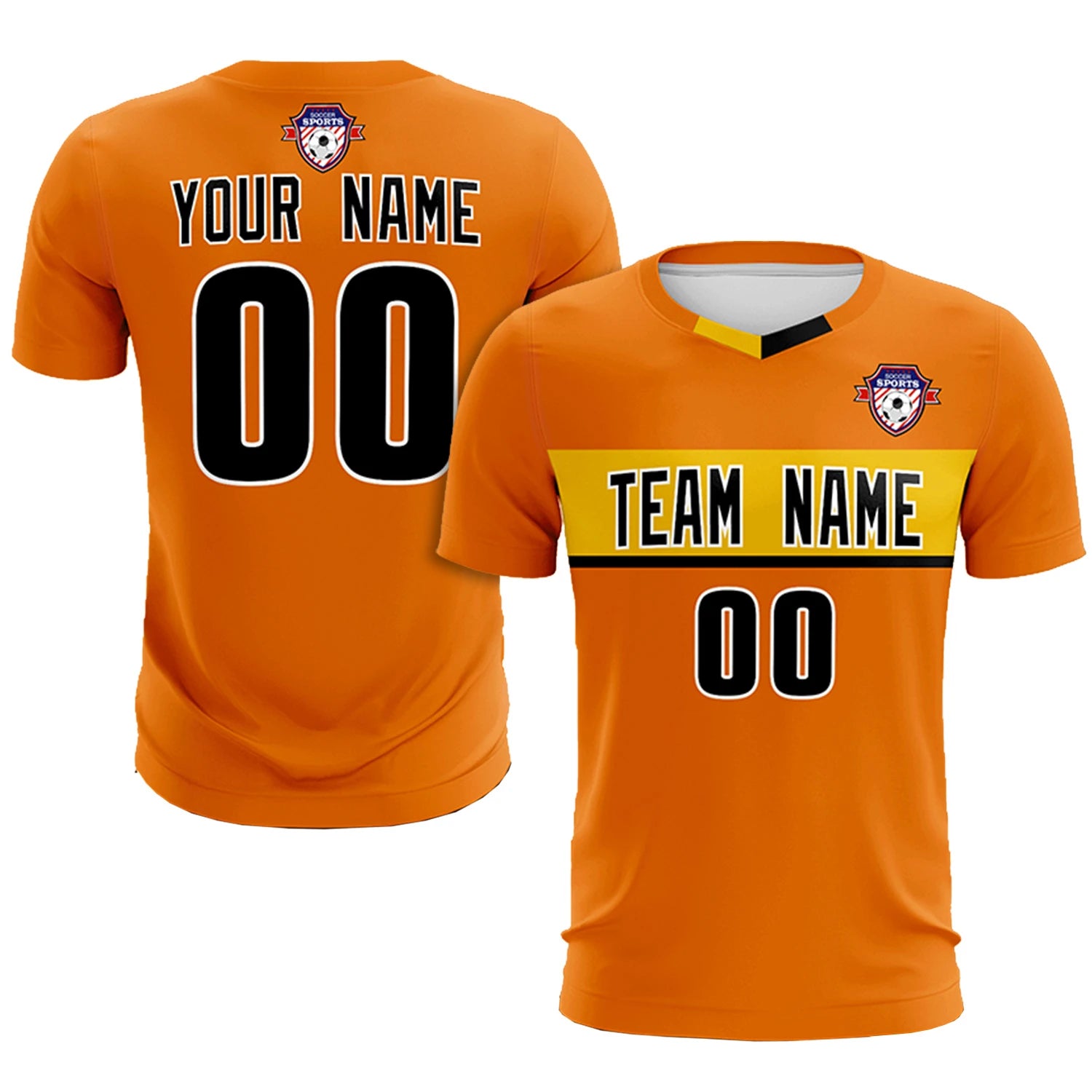 Custom Orange Gold01 Casual Printing Sportswear Soccer Sets Jersey