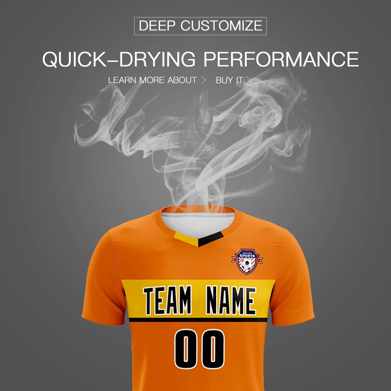 Custom Orange Gold01 Casual Printing Sportswear Soccer Sets Jersey