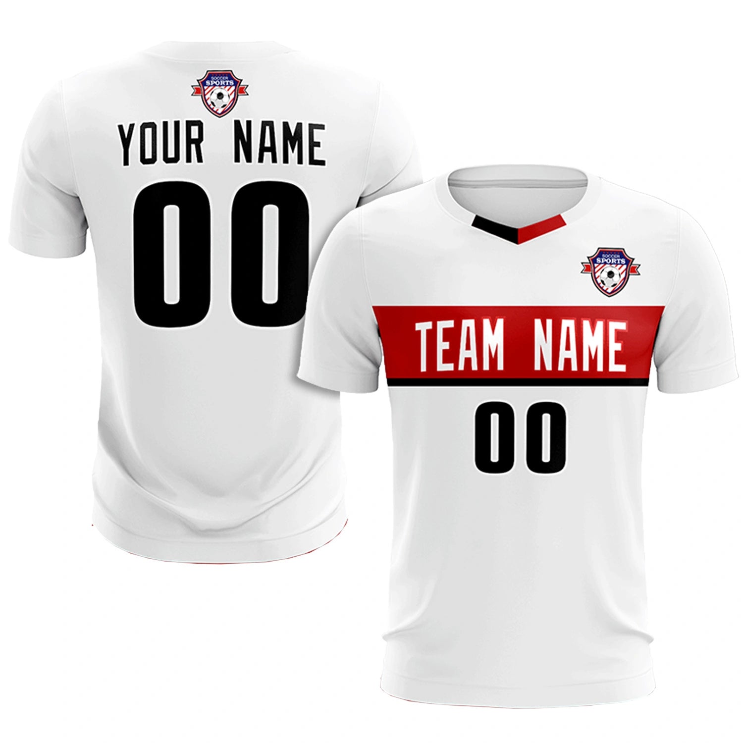 Custom White Red Casual Printing Sportswear Soccer Sets Jersey