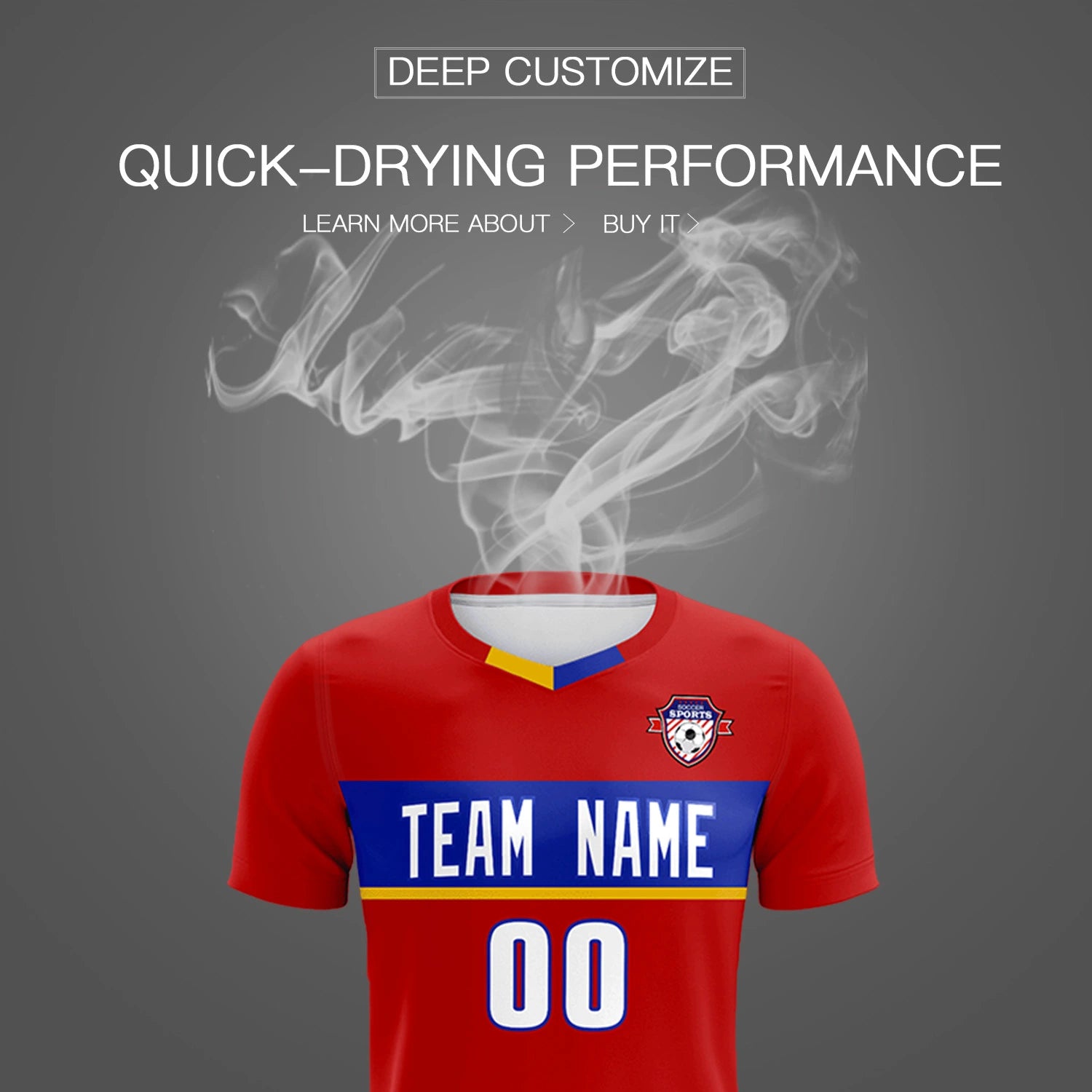 Custom Red Royal Blue Casual Printing Sportswear Soccer Sets Jersey