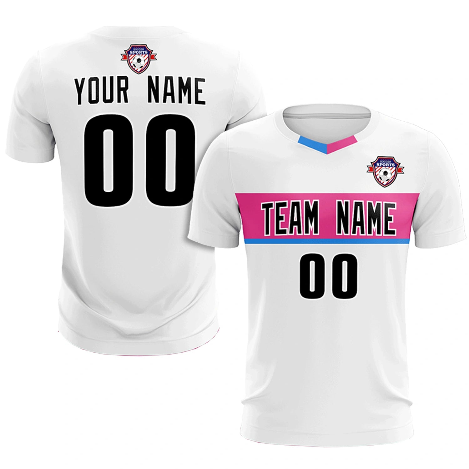 Custom White Pink Casual Printing Sportswear Soccer Sets Jersey