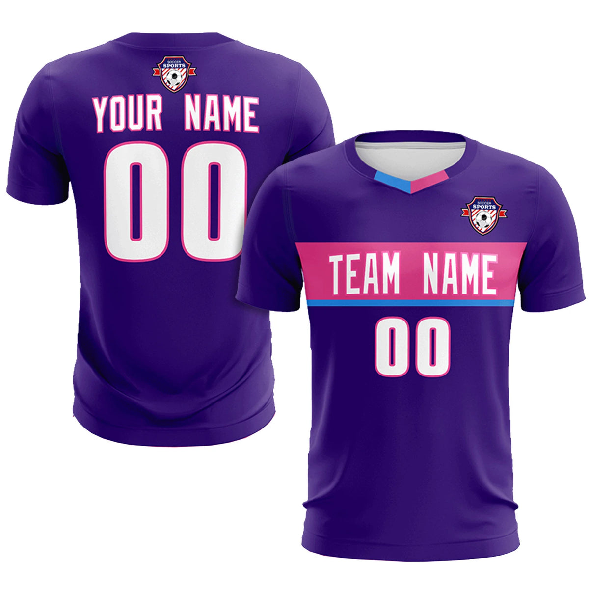 Custom Purple Pink Casual Printing Sportswear Soccer Sets Jersey