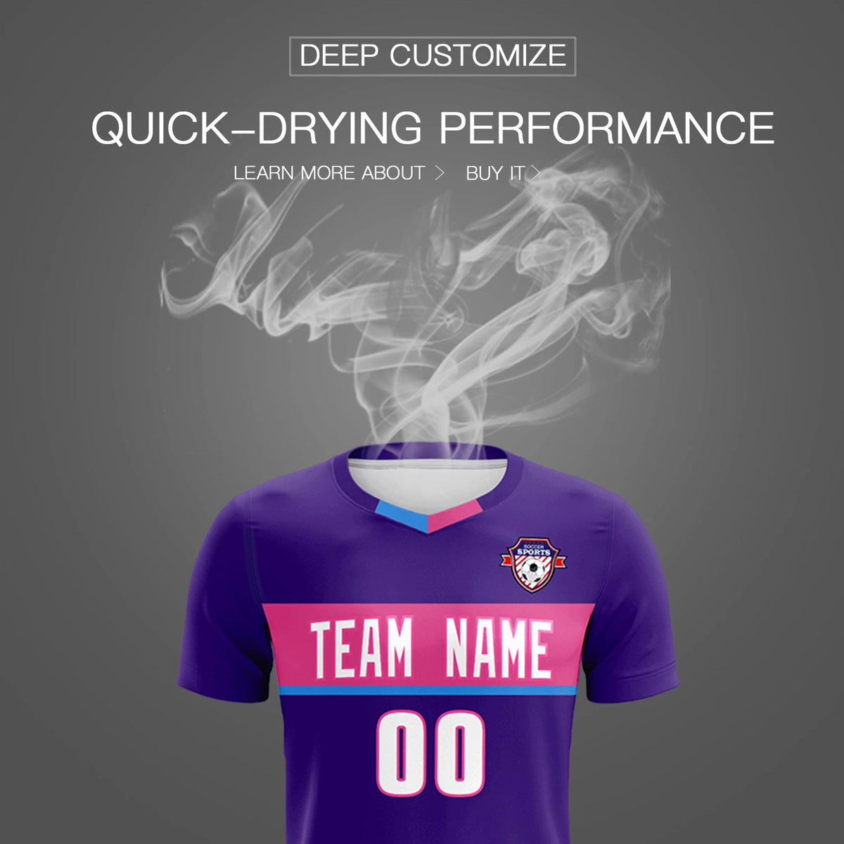Custom Purple Pink Casual Printing Sportswear Soccer Sets Jersey